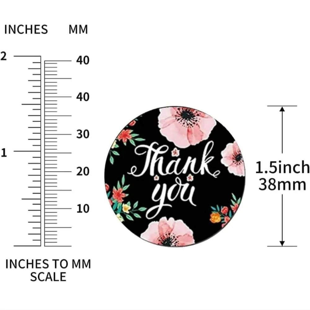 Floral Thank You Sticker Roll 500 Piece Count